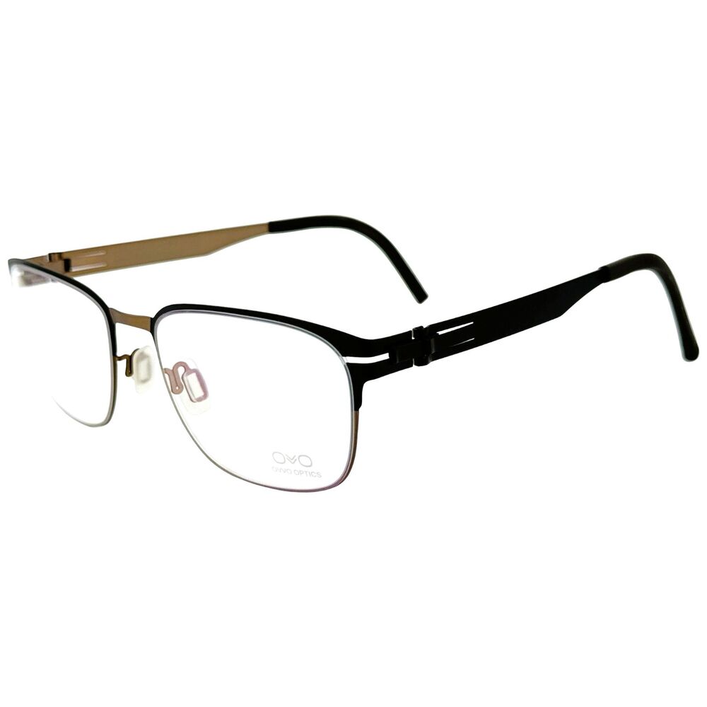 OVVO 3577 Mens Metal Eyeglass Frame 50/46 Matte Black Brown 52-19 w Case